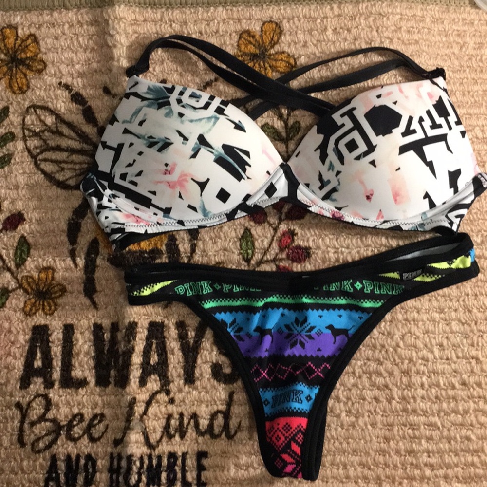 PINK bra and panty bundle! 34A wireless & thong
